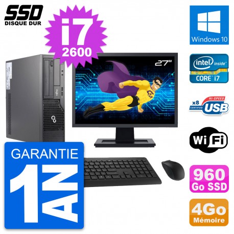 PC Fujitsu E500 E85+ DT Ecran 27" i7-2600 RAM 4Go SSD 960Go Windows 10 Wifi