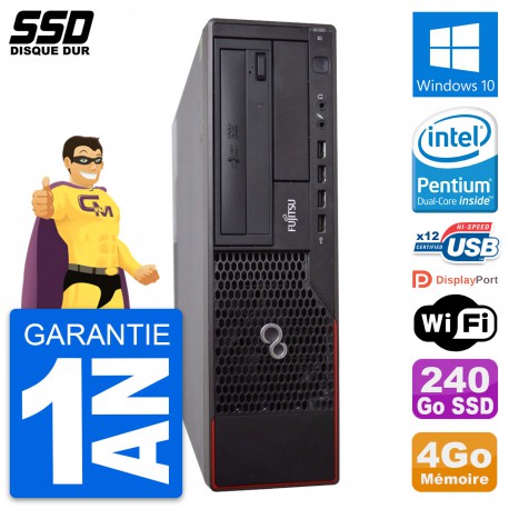 PC Fujitsu Esprimo E700 E90+ DT Intel G630 RAM 4Go SSD 240Go Windows 10 Wifi