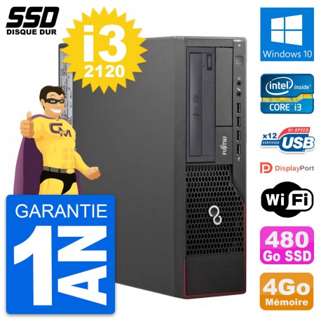 PC Fujitsu Esprimo E700 E90+ DT Intel i3-2120 RAM 4Go SSD 480Go Windows 10 Wifi
