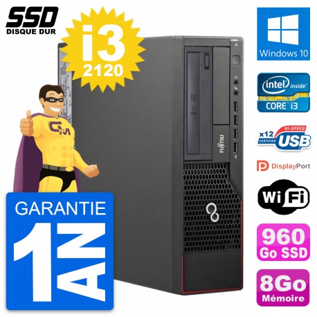 PC Fujitsu Esprimo E700 E90+ DT Intel i3-2120 RAM 8Go SSD 960Go Windows 10 Wifi