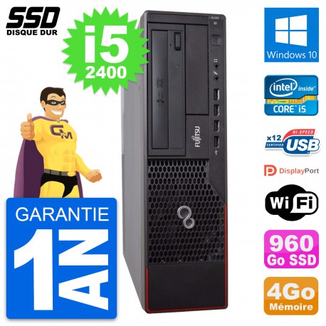 PC Fujitsu Esprimo E700 E90+ DT Intel i5-2400 RAM 4Go SSD 960Go Windows 10 Wifi