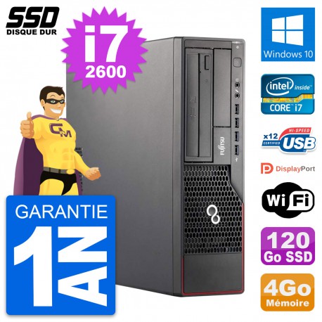 PC Fujitsu Esprimo E700 E90+ DT Intel i7-2600 RAM 4Go SSD 120Go Windows 10 Wifi