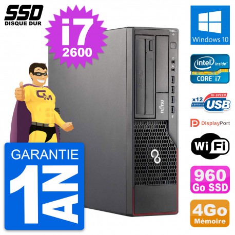 PC Fujitsu Esprimo E700 E90+ DT Intel i7-2600 RAM 4Go SSD 960Go Windows 10 Wifi