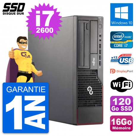 PC Fujitsu Esprimo E700 E90+ DT Intel i7-2600 RAM 16Go SSD 120Go Windows 10 Wifi