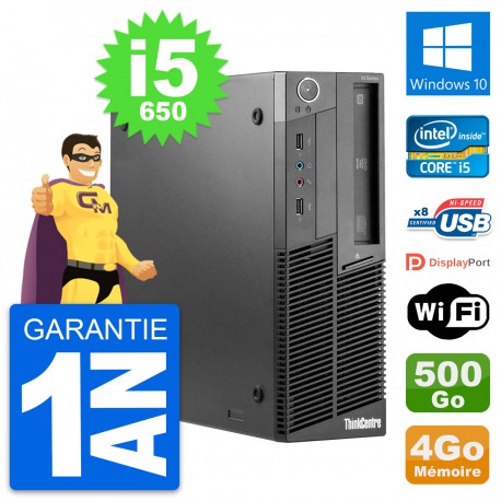 PC Lenovo ThinkCentre M90 SFF Intel i5-650 RAM 4Go Disque 500Go Windows 10 Wifi