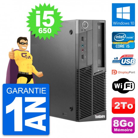PC Lenovo ThinkCentre M90 SFF Intel i5-650 RAM 8Go Disque 2To Windows 10 Wifi