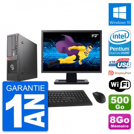 PC Fujitsu E720 DT Ecran 19" Intel G3220 RAM 8Go Disque 500Go Windows 10 Wifi