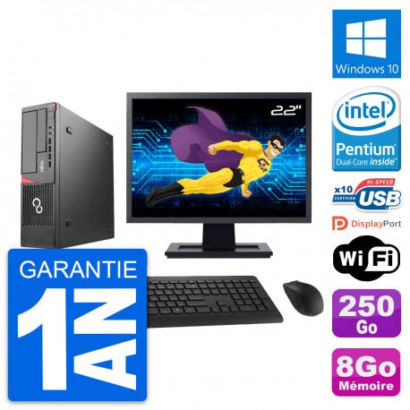 PC Fujitsu E720 DT Ecran 22" Intel G3220 RAM 8Go Disque 250Go Windows 10 Wifi