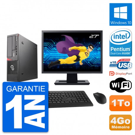 PC Fujitsu E720 DT Ecran 27" Intel G3220 RAM 4Go Disque Dur 1To Windows 10 Wifi