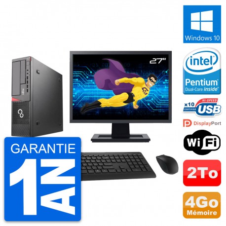 PC Fujitsu E720 DT Ecran 27" Intel G3220 RAM 4Go Disque Dur 2To Windows 10 Wifi