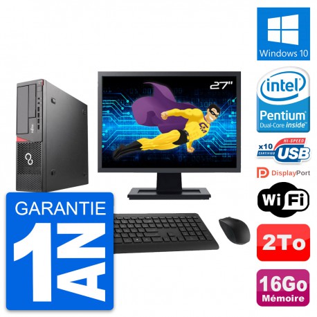 PC Fujitsu E720 DT Ecran 27" Intel G3220 RAM 16Go Disque Dur 2To Windows 10 Wifi