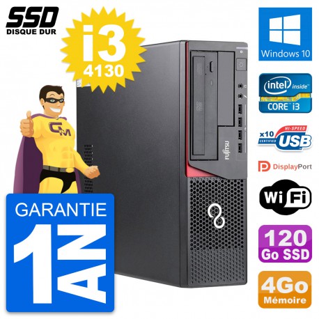 PC Fujitsu Esprimo E720 E85+ DT Intel i3-4130 RAM 4Go SSD 120Go Windows 10 Wifi