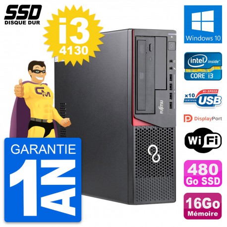 PC Fujitsu Esprimo E720 E85+ DT Intel i3-4130 RAM 16Go SSD 480Go Windows 10 Wifi