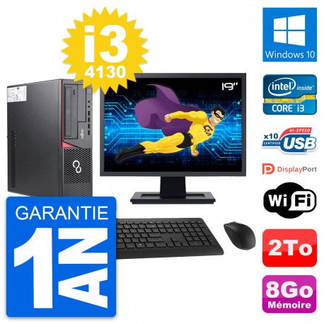 PC Fujitsu E720 DT Ecran 19" Intel i3-4130 RAM 8Go Disque 2To Windows 10 Wifi