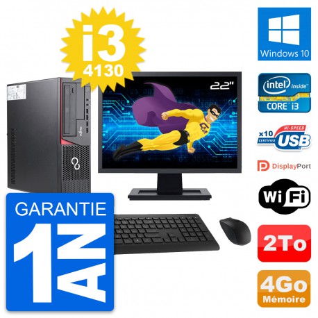 PC Fujitsu E720 DT Ecran 22" Intel i3-4130 RAM 4Go Disque 2To Windows 10 Wifi