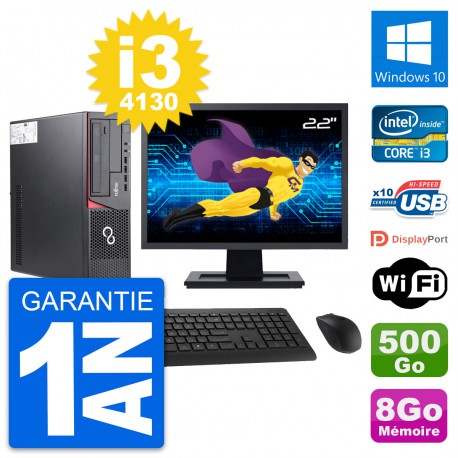 PC Fujitsu E720 DT Ecran 22" Intel i3-4130 RAM 8Go Disque 500Go Windows 10 Wifi