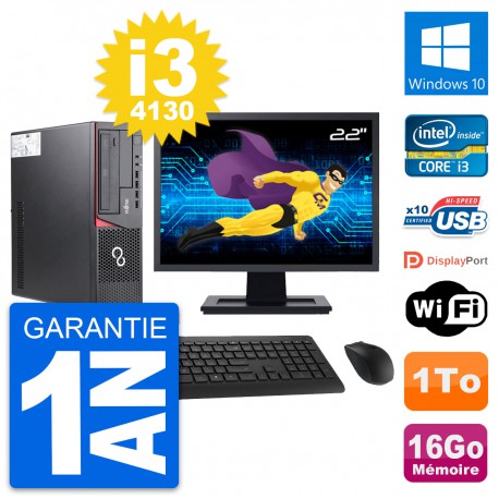 PC Fujitsu E720 DT Ecran 22" Intel i3-4130 RAM 16Go Disque 1To Windows 10 Wifi