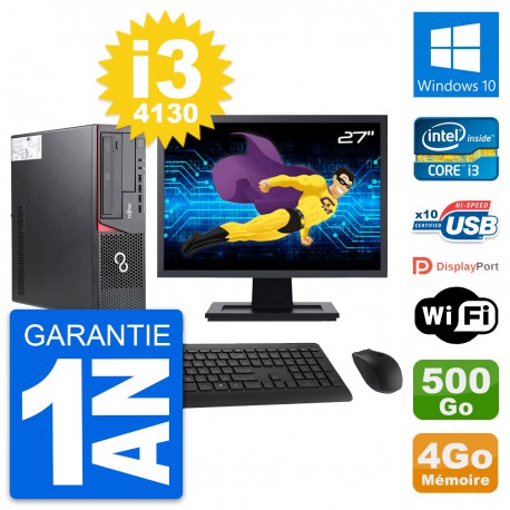 PC Fujitsu E720 DT Ecran 27" Intel i3-4130 RAM 4Go Disque 500Go Windows 10 Wifi