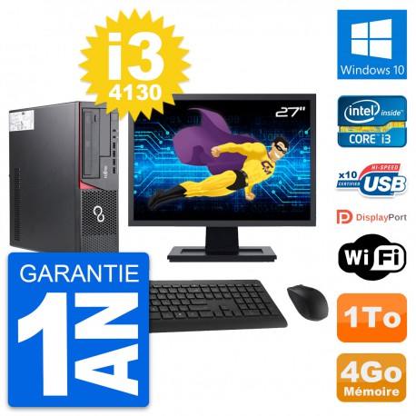 PC Fujitsu E720 DT Ecran 27" Intel i3-4130 RAM 4Go Disque 1To Windows 10 Wifi