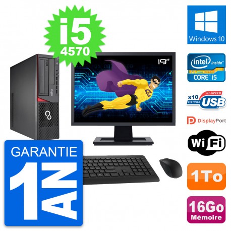 PC Fujitsu E720 DT Ecran 19" Intel i5-4570 RAM 16Go Disque 1To Windows 10 Wifi