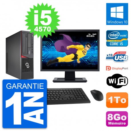 PC Fujitsu E720 DT Ecran 22" Intel i5-4570 RAM 8Go Disque 1To Windows 10 Wifi