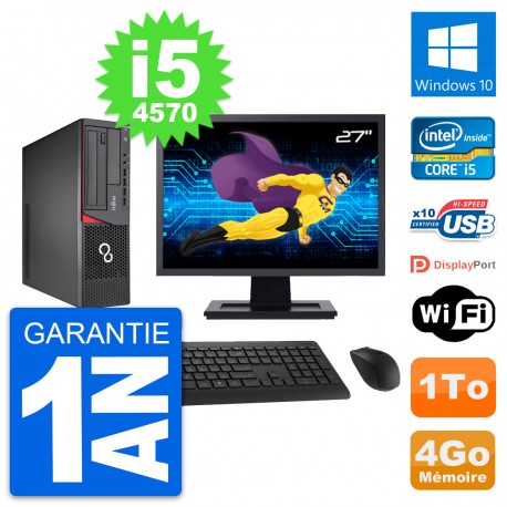 PC Fujitsu E720 DT Ecran 27" Intel i5-4570 RAM 4Go Disque 1To Windows 10 Wifi