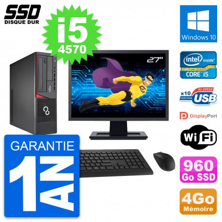 PC Fujitsu E720 E85+ DT Ecran 27" Core i5-4570 RAM 4Go SSD 960Go Windows 10 Wifi
