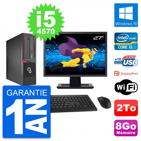 PC Fujitsu E720 DT Ecran 27" Intel i5-4570 RAM 8Go Disque 2To Windows 10 Wifi