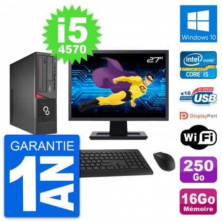 PC Fujitsu E720 DT Ecran 27" Intel i5-4570 RAM 16Go Disque 250Go Windows 10 Wifi