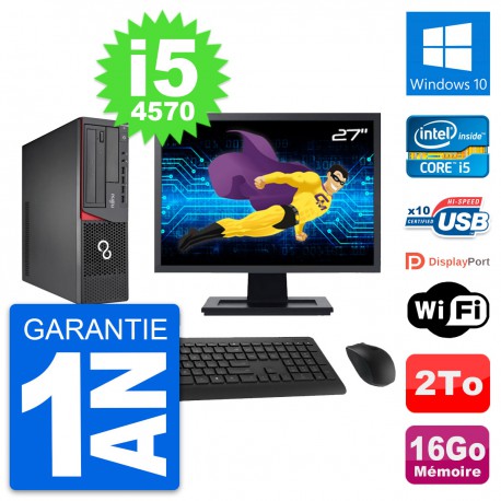 PC Fujitsu E720 DT Ecran 27" Intel i5-4570 RAM 16Go Disque 2To Windows 10 Wifi