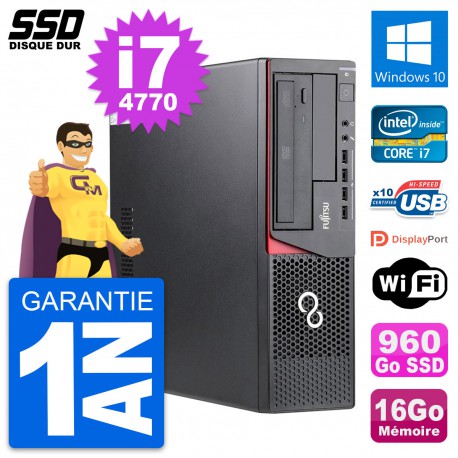 PC Fujitsu Esprimo E720 E85+ DT Intel i7-4770 RAM 16Go SSD 960Go Windows 10 Wifi