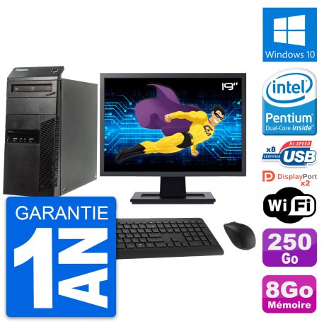 PC Tour Lenovo M83 Ecran 19" Intel G3220 RAM 8Go Disque 250Go Windows 10 Wifi
