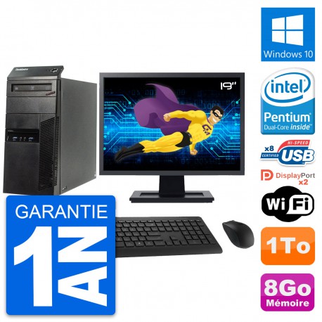 PC Tour Lenovo M83 Ecran 19" Intel G3220 RAM 8Go Disque Dur 1To Windows 10 Wifi