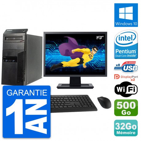 PC Tour Lenovo M83 Ecran 19" Intel G3220 RAM 32Go Disque 500Go Windows 10 Wifi