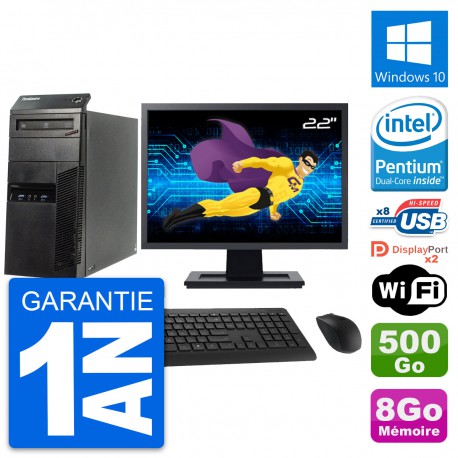PC Tour Lenovo M83 Ecran 22" Intel G3220 RAM 8Go Disque 500Go Windows 10 Wifi
