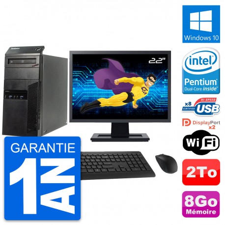 PC Tour Lenovo M83 Ecran 22" Intel G3220 RAM 8Go Disque Dur 2To Windows 10 Wifi