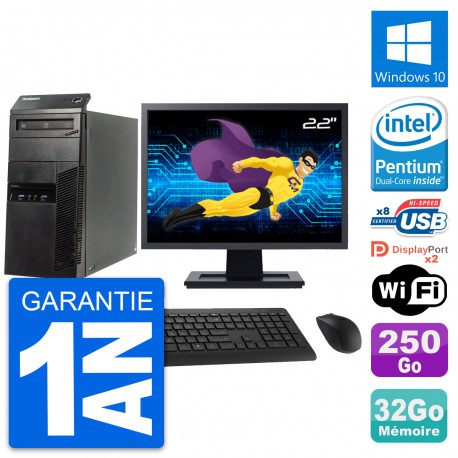 PC Tour Lenovo M83 Ecran 22" Intel G3220 RAM 32Go Disque 250Go Windows 10 Wifi