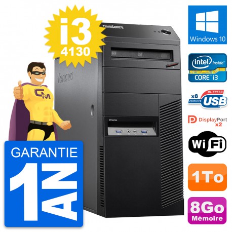 PC Tour Lenovo ThinkCentre M83 Intel i3-4130 RAM 8Go Disque 1To Windows 10 Wifi