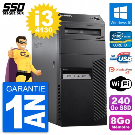 PC Tour Lenovo ThinkCentre M83 Intel i3-4130 RAM 8Go SSD 240Go Windows 10 Wifi