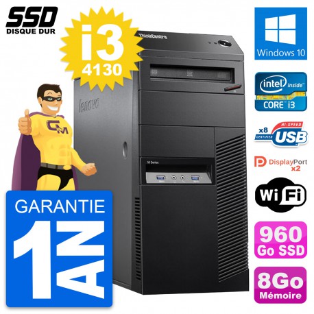 PC Tour Lenovo ThinkCentre M83 Intel i3-4130 RAM 8Go SSD 960Go Windows 10 Wifi