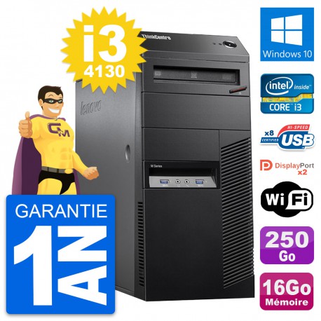 PC Tour Lenovo ThinkCentre M83 i3-4130 RAM 16Go Disque Dur 250Go Windows 10 Wifi