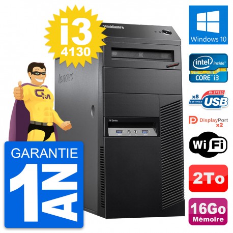 PC Tour Lenovo ThinkCentre M83 Intel i3-4130 RAM 16Go Disque 2To Windows 10 Wifi