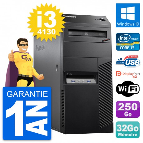 PC Tour Lenovo ThinkCentre M83 i3-4130 RAM 32Go Disque Dur 250Go Windows 10 Wifi