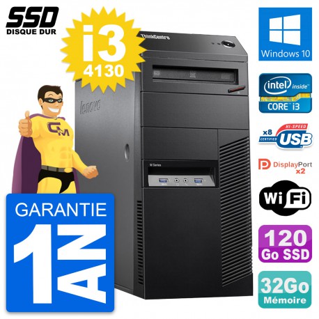 PC Tour Lenovo ThinkCentre M83 Intel i3-4130 RAM 32Go SSD 120Go Windows 10 Wifi