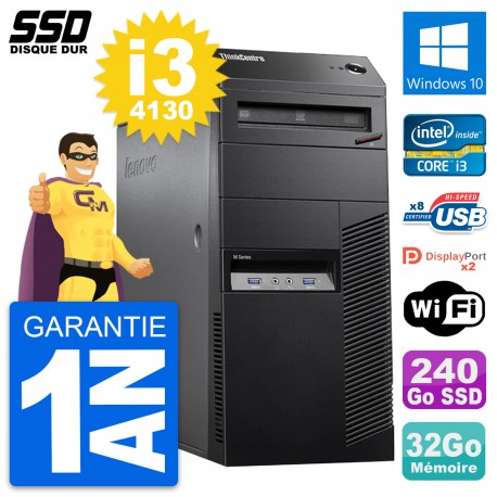 PC Tour Lenovo ThinkCentre M83 Intel i3-4130 RAM 32Go SSD 240Go Windows 10 Wifi