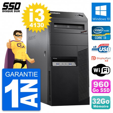 PC Tour Lenovo ThinkCentre M83 Intel i3-4130 RAM 32Go SSD 960Go Windows 10 Wifi