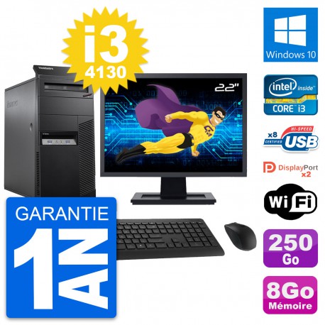 PC Tour Lenovo M83 Ecran 22" Intel i3-4130 RAM 8Go Disque 250Go Windows 10 Wifi