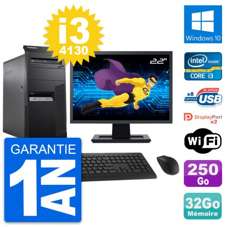 PC Tour Lenovo M83 Ecran 22" Intel i3-4130 RAM 32Go Disque 250Go Windows 10 Wifi