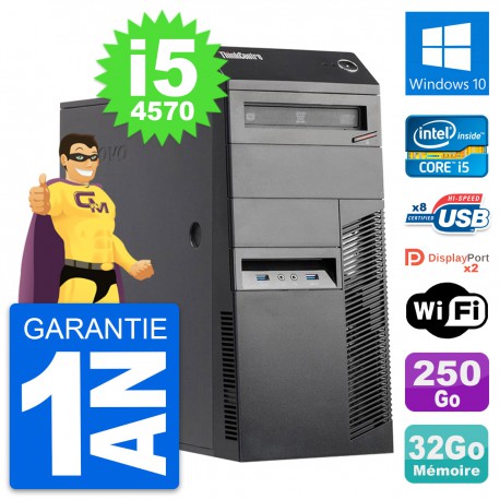PC Tour Lenovo ThinkCentre M83 i5-4570 RAM 32Go Disque Dur 250Go Windows 10 Wifi