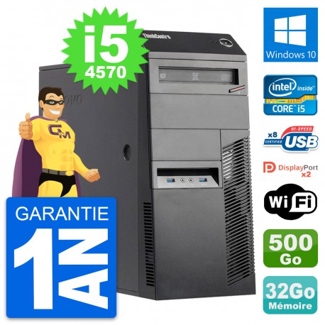 PC Tour Lenovo ThinkCentre M83 i5-4570 RAM 32Go Disque Dur 500Go Windows 10 Wifi